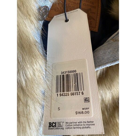 Levi's Premium Oversized Faux Fur Women Trucker S - Picture 8 of 11